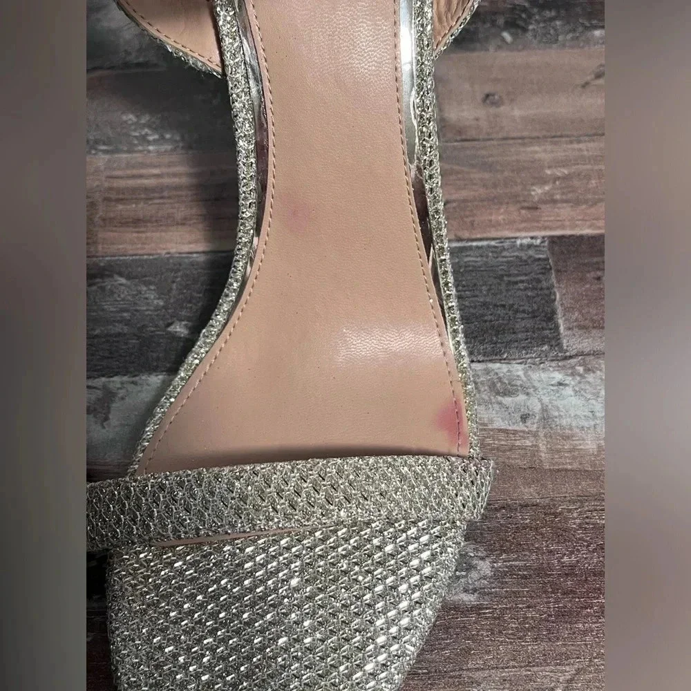 NWOT Badgley Mischka‎ Silver Sparkly Heel Women Size 11 - Picture 3 of 8
